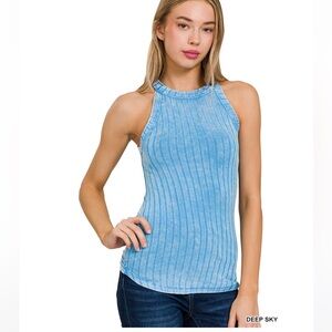 Zenana Outfitters Deep Sky Ribbed Tank Top